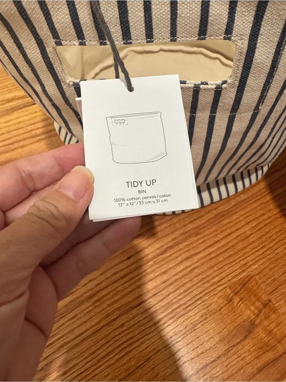 Tidy Up Canvas Storage Bin - Neutral Striped Design
